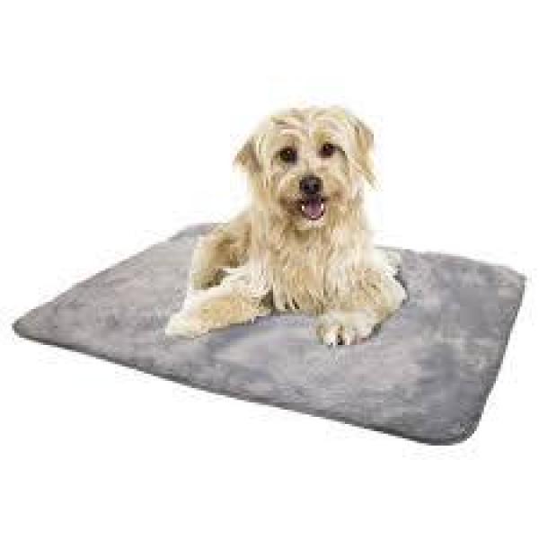 Nobby Hundematte Tallo Grau 100x75x3 cm – Isolierende & rutschfeste Haustierdecke mit Langhaar-Plüsch